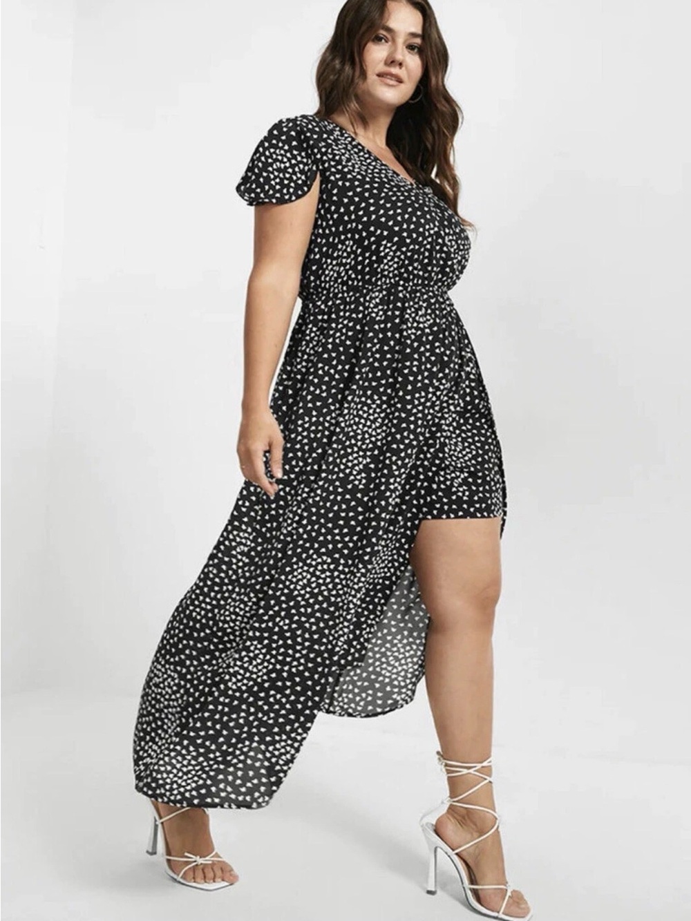 BloomChic Black and White High-Low butterfly Print Dress 22-24 romper shorts